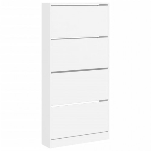 Skoskab med 4 vippeskuffer 80 x 21 x 163,5 cm - hvid