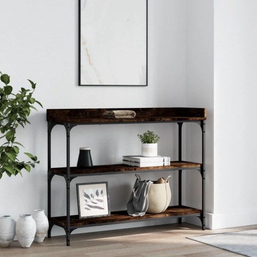Konsolbord med hylder 100 x 30 x 80 cm - røget egetræsfarve