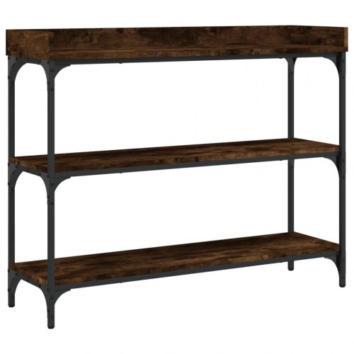 Konsolbord med hylder 100 x 30 x 80 cm - røget egetræsfarve