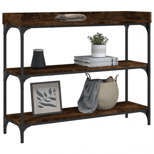 Konsolbord med hylder 100 x 30 x 80 cm - røget egetræsfarve