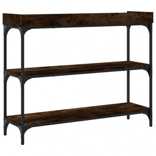 Konsolbord med hylder 100 x 30 x 80 cm - røget egetræsfarve