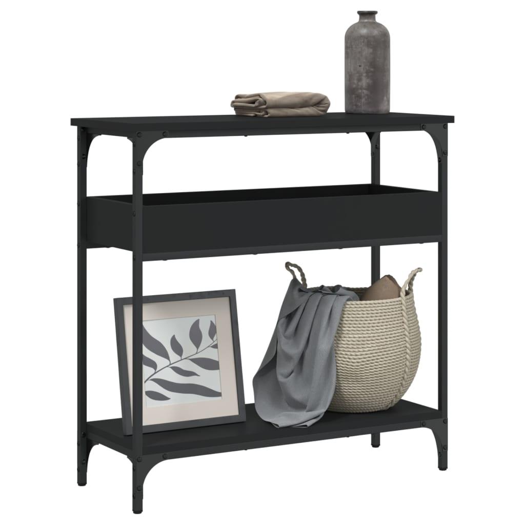 Konsolbord Med Hylde 75X29X Konstrueret Træ - Sort / 75 cm