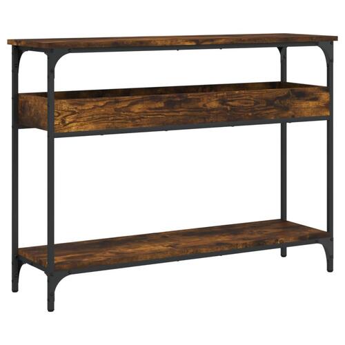 Konsolbord med hylde 100x29x75 cm konstrueret træ røget eg