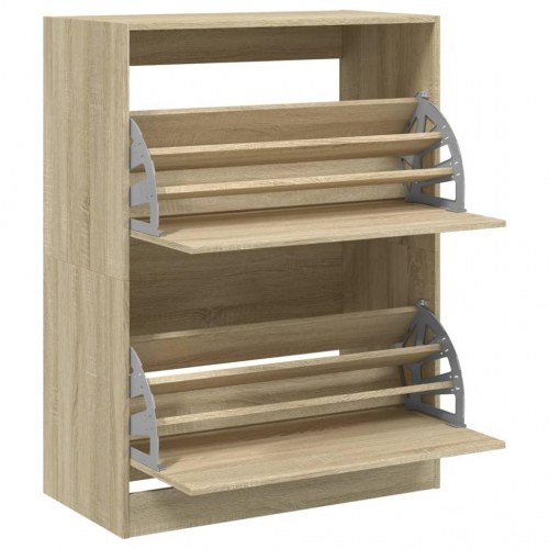 Skoskab med 2 vippeskuffer 80×42×108 cm - sonoma-eg