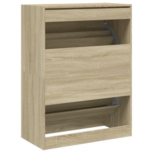 Skoskab med 2 vippeskuffer 80×42×108 cm - sonoma-eg