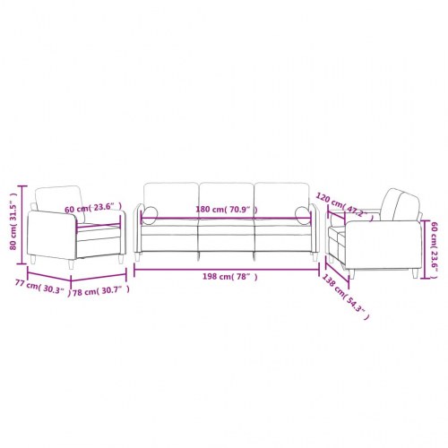 Sofasæt 3 dele med puder velour mørkegrå