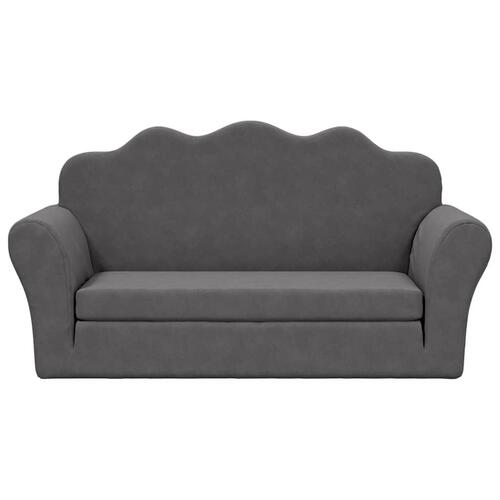 2-personers sovesofa til børn blødt plys antracitgrå