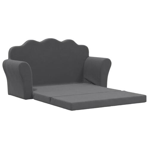 2-personers sovesofa til børn blødt plys antracitgrå