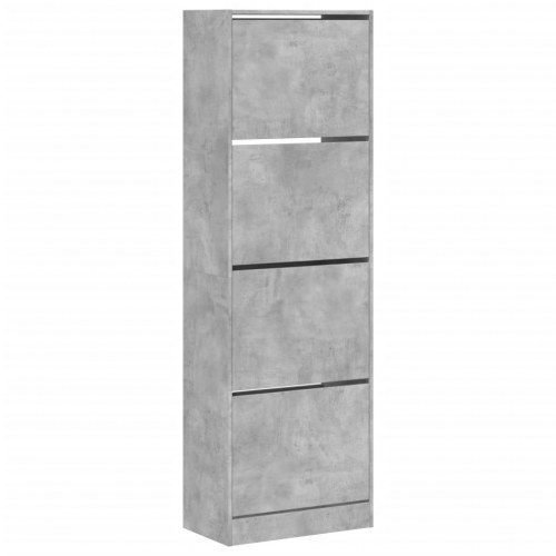 Skoskab med 4 vippeskuffer 60×34×187,5 cm - betongrå