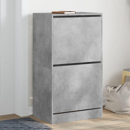 Skoskab med 2 vippeskuffer - betongrå, 60 x 42 x 108 cm