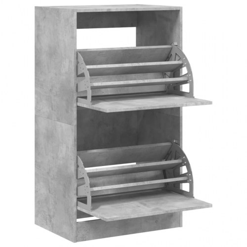 Skoskab med 2 vippeskuffer - betongrå, 60 x 42 x 108 cm