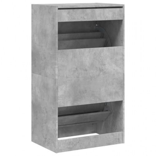 Skoskab med 2 vippeskuffer - betongrå, 60 x 42 x 108 cm