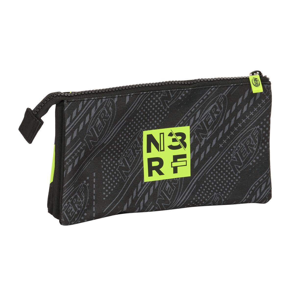 Penalhus Nerf - tredobbelt bæretaske, sort 22 × 12 × 3 cm