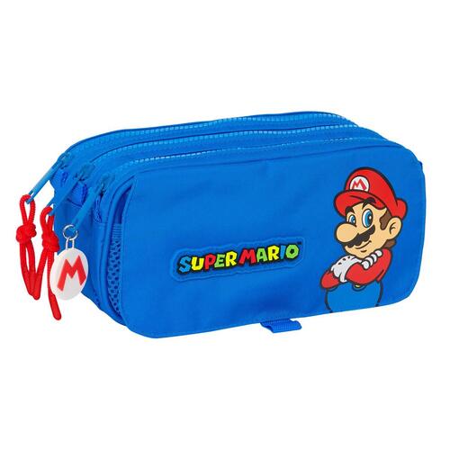 Dobbelt carry-all Super Mario Play Blå Rød 21,5 x 10 x 8 cm