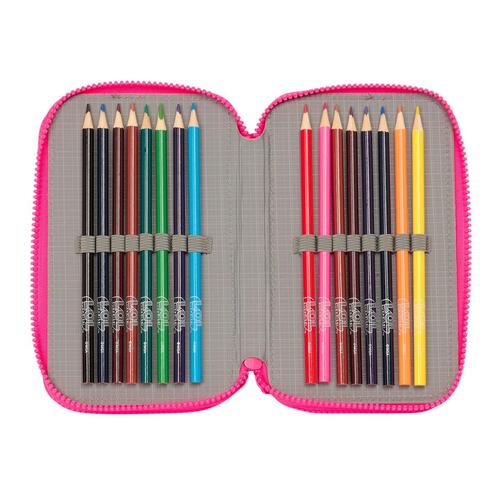 Tredobbelt Penalhus LOL Surprise! Divas Blå 12.5 x 19.5 x 5.5 cm (36 Dele)