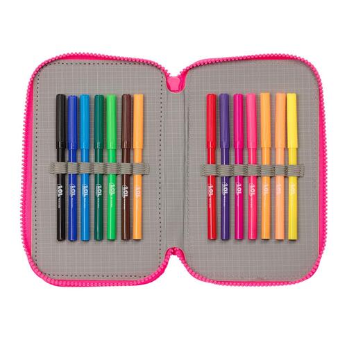 Tredobbelt Penalhus LOL Surprise! Divas Blå 12.5 x 19.5 x 5.5 cm (36 Dele)