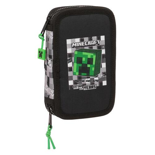 Dobbelt penalhus Minecraft Sort Grøn Grå 12.5 x 19.5 x 4 cm (28 Dele)