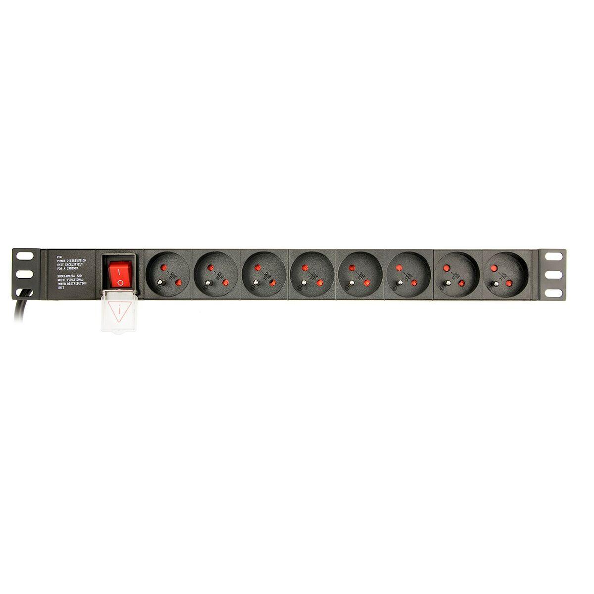 GEMBIRD Schuko 19" 8-vejs stikdåse med tænd/sluk (3 m)
