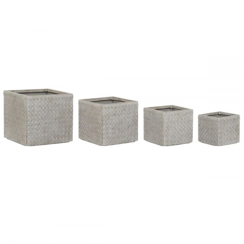 Urtepotter - sæt af 4 i beige glasfiber/magnesium