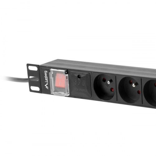 Lanberg Schuko 19" 6-vejs stikdåse PDU-06E-0200-BK - 2 m, rackmontering