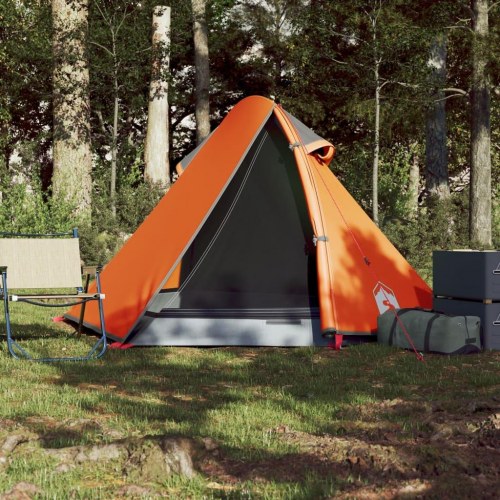 2-personers kuppeltelt - vandafvisende campingtelt i grå og orange