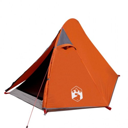 2-personers kuppeltelt - vandafvisende campingtelt i grå og orange