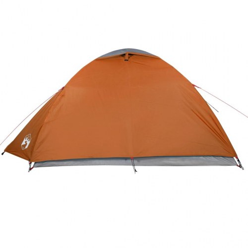 4-personers campingtelt - vandafvisende kuppeltelt i grå og orange
