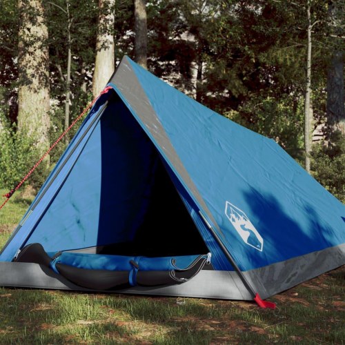 2-personers campingtelt - vandafvisende A-stel, blå