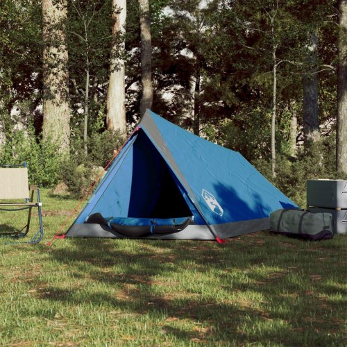2-personers campingtelt - vandafvisende A-stel, blå
