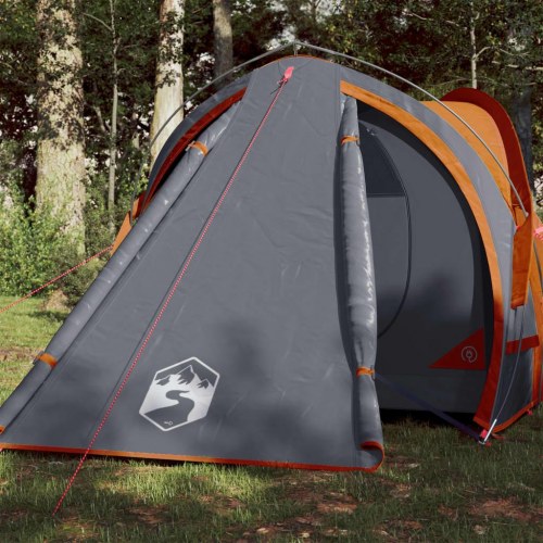 2-personers kuppeltelt - vandafvisende campingtelt, grå/orange