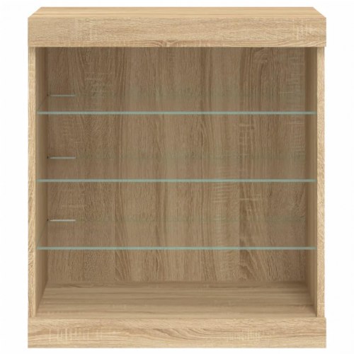 Skænk med LED-lys 60,5×37×67 cm - sonoma-eg