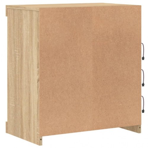 Skænk med LED-lys 60,5×37×67 cm - sonoma-eg