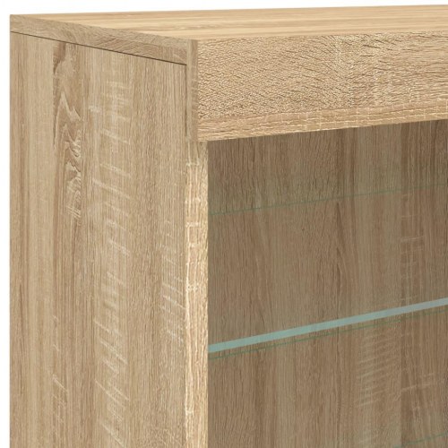 Skænk med LED-lys 60,5×37×67 cm - sonoma-eg