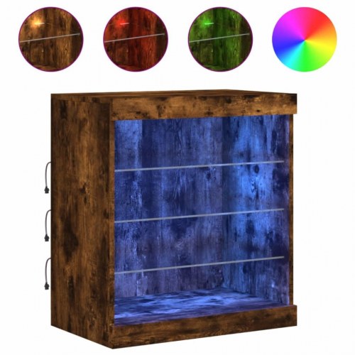 Skænk med LED-lys 60,5 × 37 × 67 cm - røget egetræsfarve