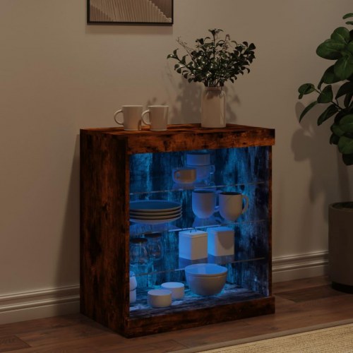 Skænk med LED-lys 60,5 × 37 × 67 cm - røget egetræsfarve