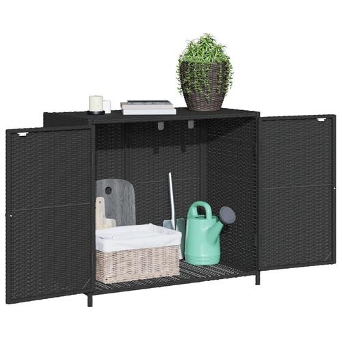 Opbevaringsskab til haven 83x45x76 cm polyrattan sort