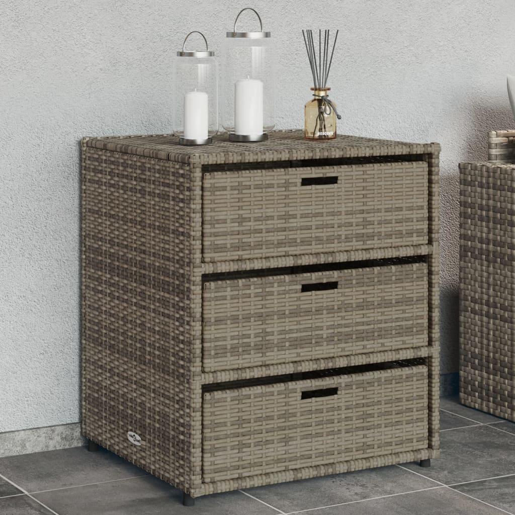 Opbevaringsskab til haven 55x59x69 cm polyrattan grå