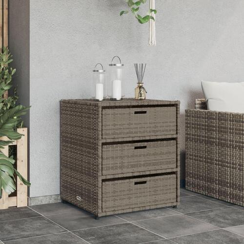Opbevaringsskab til haven 55x59x69 cm polyrattan grå