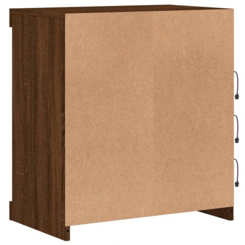 Skænk med LED-lys - brun egetræsfarve, 60,5 × 37 × 67 cm