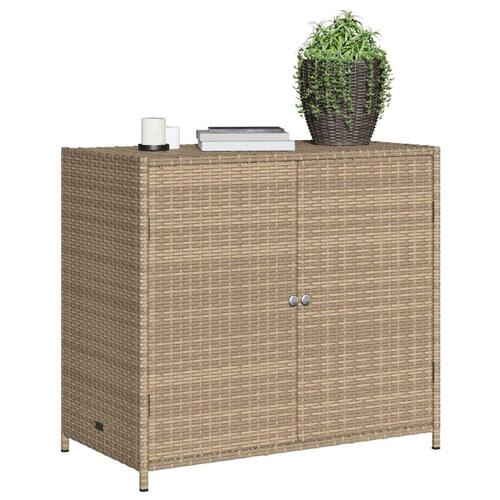 Opbevaringsskab til haven 83x45x76 cm polyrattan beige
