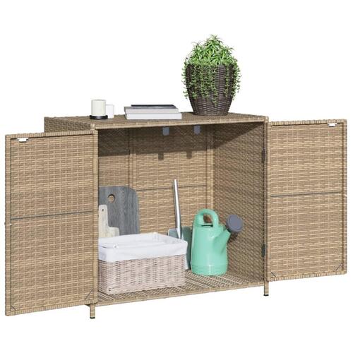 Opbevaringsskab til haven 83x45x76 cm polyrattan beige
