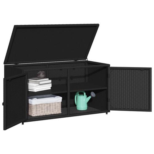 Opbevaringsskab til haven 110x55x60,5 cm polyrattan sort