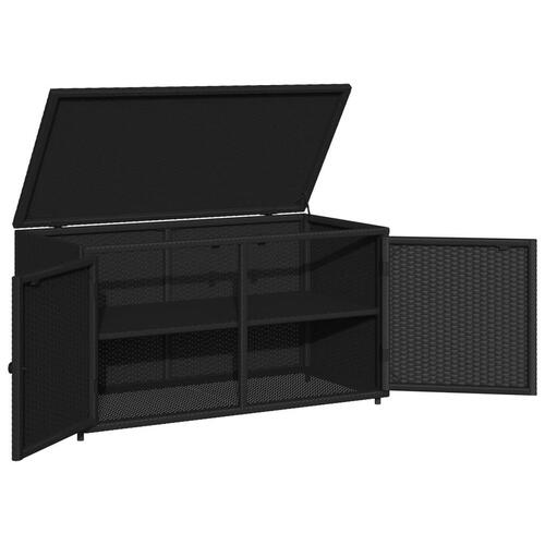 Opbevaringsskab til haven 110x55x60,5 cm polyrattan sort