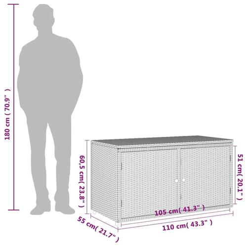 Opbevaringsskab til haven 110x55x60,5 cm polyrattan sort