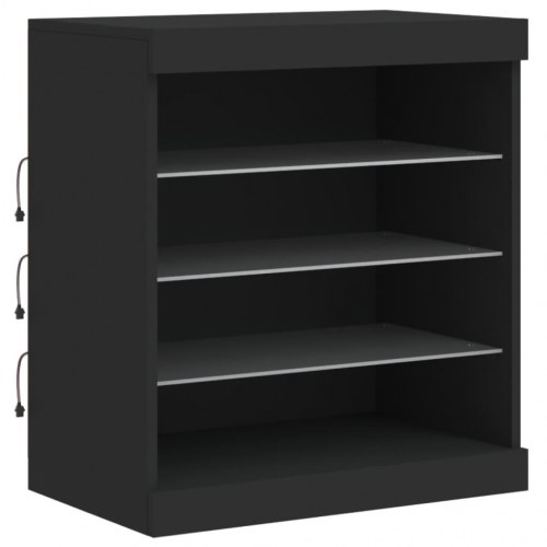 Skænk med LED-lys 60,5x37x67 cm sort