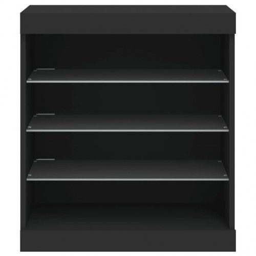 Skænk med LED-lys 60,5x37x67 cm sort