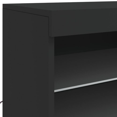Skænk med LED-lys 60,5x37x67 cm sort