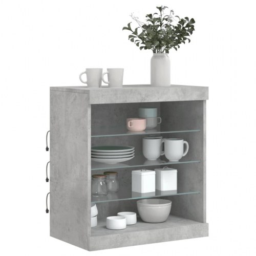 Skænk med LED-lys - 60,5 × 37 × 67 cm, betongrå