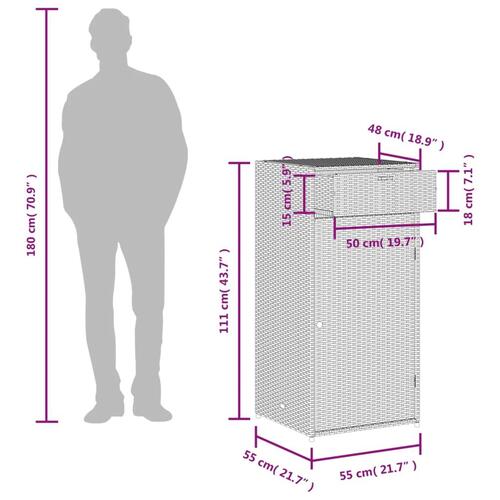 Opbevaringsskab til haven 55x55x111 cm polyrattan grå