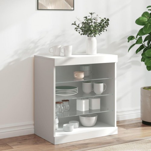 Skænk med LED-lys 60,5×37×67 cm - hvid